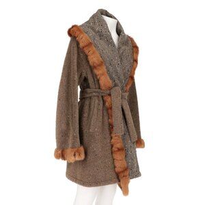 Fendi 1994FW Runway Real Mink Fur Trim Wool Coat